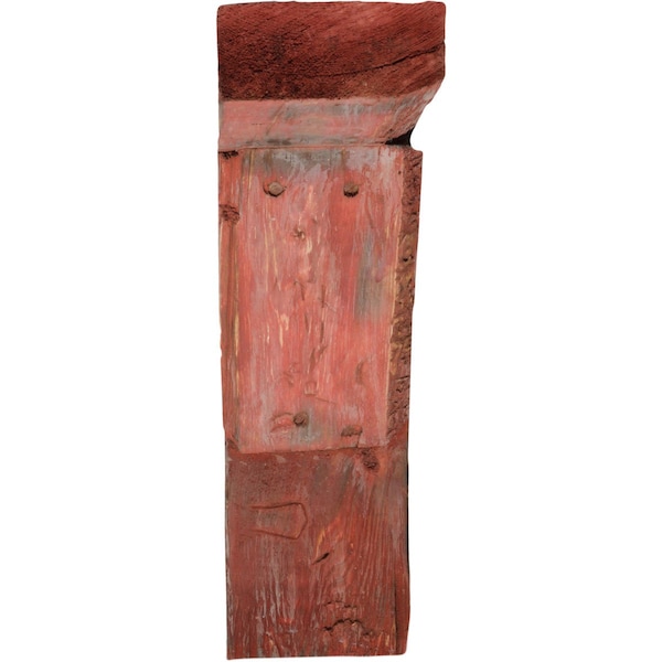 Ekena Millwork 3 1/2"W x 16"D x 18"H Vintage Farmhouse Bracket, Barnwood Decor Collection, Salvaged Red - BKTB03X16X18TRRD