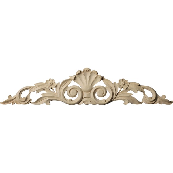 Ekena Millwork 24 1/8"W x 5 1/8"H x 3/4"D Medium Farmingdale Center with Scrolls, Rubberwood - ONL24X05X01FRRW