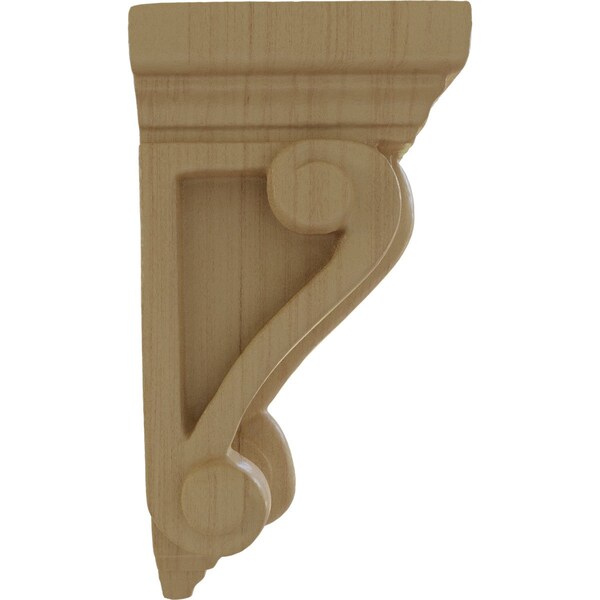Ekena Millwork 5 1/4"W x 5 1/4"D x 9 1/2"H Devon Traditional Wood Corbel, Rubberwood - CORW05X05X09DERW