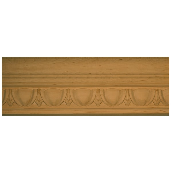 Osborne Wood Products 4 1/8 x 4 3/8 x 96 Carved Egg and Dart Crown Molding in Soft Maple - 74659.96M