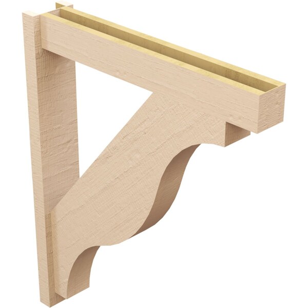 Ekena Millwork 6-in W x 34-in D x 40-in H Funston Block Rough Cedar Woodgrain TimberThane Outlooker, Primed Tan - OUTUR060X34X40FST44RCPR