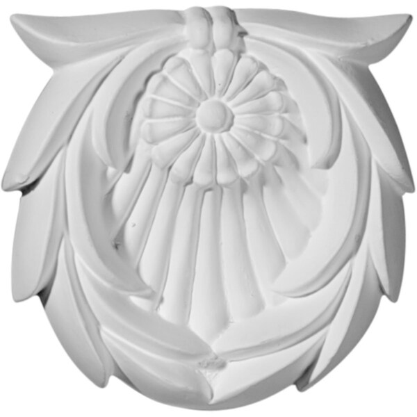 Ekena Millwork 3 1/8"W x 3 1/8"H x 5/8"P Shell with Leaves Center - ROS03X03X01SH