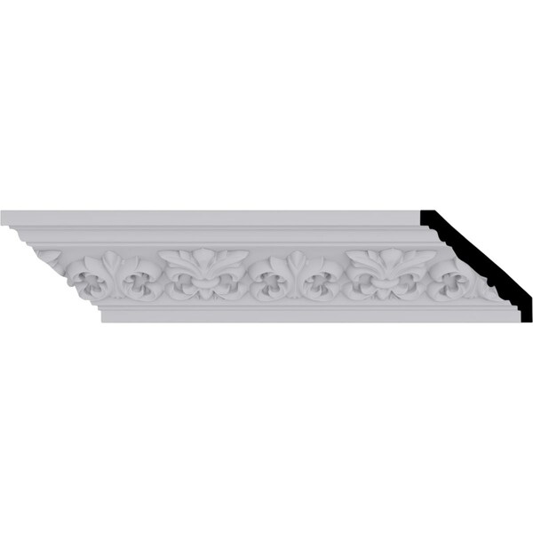 Ekena Millwork 3 1/4"H x 3 1/4"P x 4 3/4"F x 94 1/2"L, (5 7/8" Repeat) Fleur De Lis Crown Moulding - MLD03X03X05FL