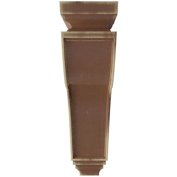 Ekena Millwork 4"W x 8 1/2"D x 13"H Hollow Back Wood Vintage Decor Corbel, Weathered Brown - CORWD04X08X13HABR