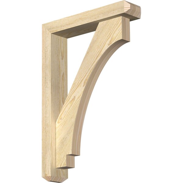 Ekena Millwork Imperial Craftsman Rough Sawn Bracket w/ Offset Brace, Douglas Fir, 4"W x 18"D x 26"H - BKT0402X18X26IMP04RDF