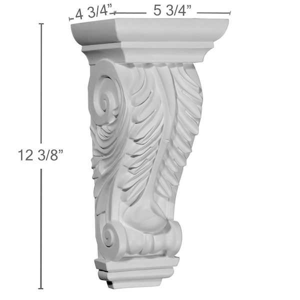 Ekena Millwork 5 3/4"W x 4 3/4"D x 12 3/8"H Odessa Acanthus Leaf Corbel - COR05X04X12OD