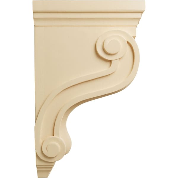 Ekena Millwork 3 7/8"W x 8"D x 13"H Boston Traditional Scroll Corbel, Maple - COR03X08X13TSMA