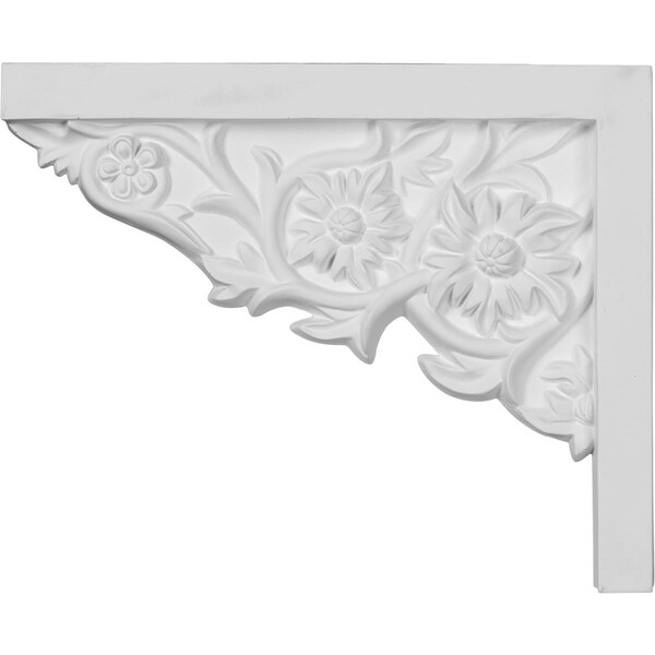 Ekena Millwork 9"W  x 7 1/4"H x  5/8"P Floral Small Stair Bracket, Left - SB09X07FL-L