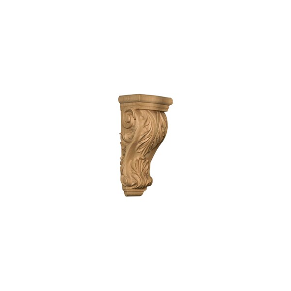 Osborne Wood Products 12 x 5 1/4 x 4 1/4 Mid-Sized Carved Acanthus Leaf Corbel in Rubberwood - 891824RW