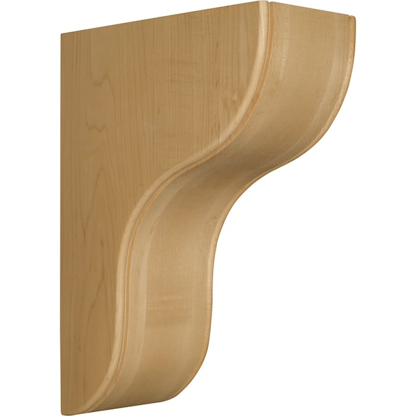 Osborne Wood Products 12 1/4 x 3 3/4 x 8 Boston Bar Bracket w/ Beaded Edge in Hard Maple - 80281HM