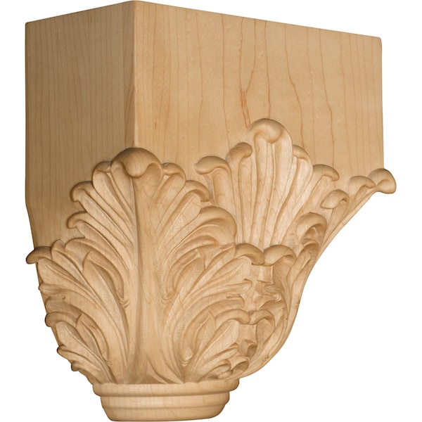 Osborne Wood Products 9 x 3 3/4 x 7 Acanthus Leaf Center Crown Block in Hard Maple - 74756HM