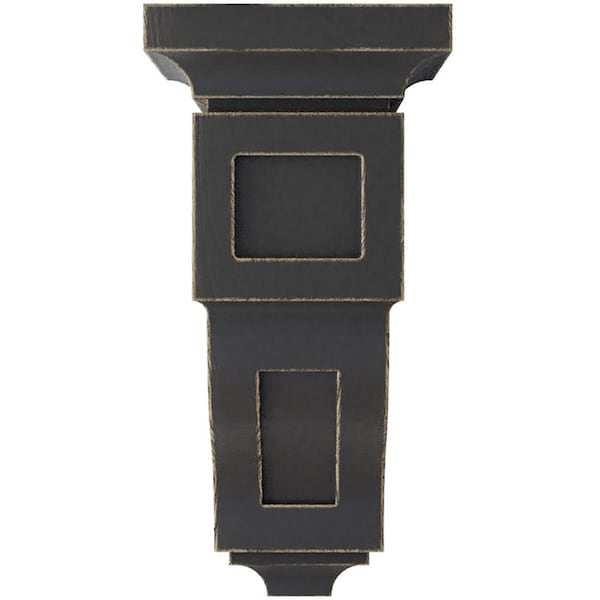 Ekena Millwork 6"W x 6 3/4"D x 12"H Large Reyes Wood Vintage Decor Corbel, Black - CORWD06X06X12RYBL