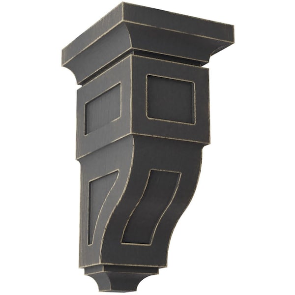 Ekena Millwork 6"W x 6 3/4"D x 12"H Large Reyes Wood Vintage Decor Corbel, Black - CORWD06X06X12RYBL