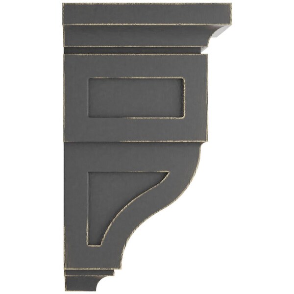 Ekena Millwork 6"W x 6 3/4"D x 12"H Large Reyes Wood Vintage Decor Corbel, Black - CORWD06X06X12RYBL