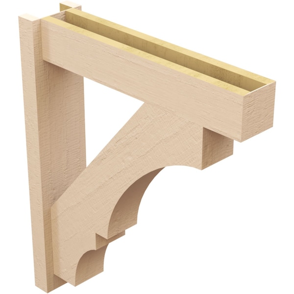 Ekena Millwork 6-in W x 26-in D x 30-in H Balboa Block Rough Cedar Woodgrain TimberThane Outlooker, Primed Tan - OUTUR060X26X30BOA44RCPR