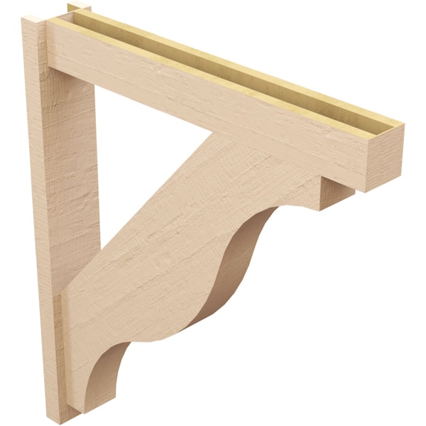 Ekena Millwork 6-in W x 36-in D x 40-in H Funston Block Rough Cedar Woodgrain TimberThane Outlooker, Primed Tan - OUTUR060X36X40FST44RCPR