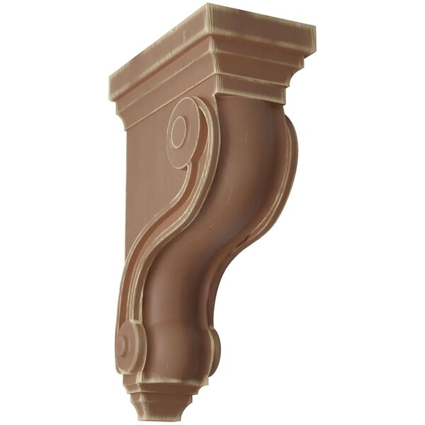 Ekena Millwork 3 3/8"W x 6 1/2"D x 10 1/2"H Boston Traditional Scroll Wood Vintage Decor Corbel, Weathered Brown - CORWD03X06X10TSBR