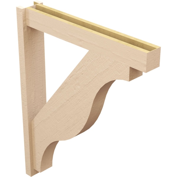 Ekena Millwork 6-in W x 36-in D x 44-in H Funston Block Rough Cedar Woodgrain TimberThane Outlooker, Primed Tan - OUTUR060X36X44FST44RCPR
