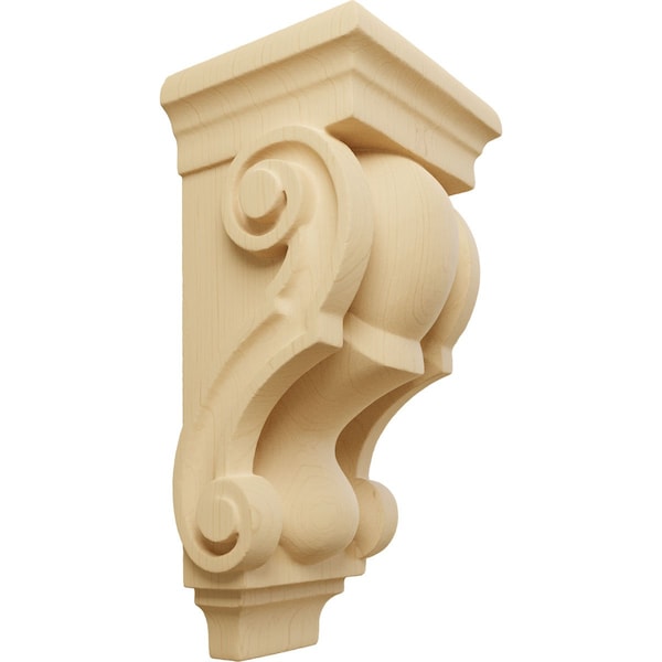 Ekena Millwork 3 1/2"W x 3"D x 7"H Small Traditional Corbel, Alder - CORW03X03X07TRAL