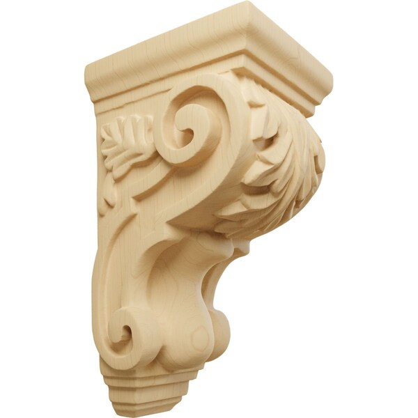 Ekena Millwork 3 1/2"W x 4"D x 7"H Small Traditional Acanthus Corbel, Alder - CORW03X04X07TAAL