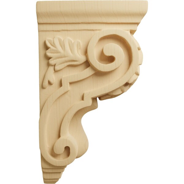 Ekena Millwork 3 1/2"W x 4"D x 7"H Small Traditional Acanthus Corbel, Alder - CORW03X04X07TAAL