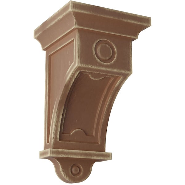 Ekena Millwork 5"W x 5"D x 9"H Arts and Crafts Wood Vintage Decor Corbel, Weathered Brown - CORWD05X05X09ARBR