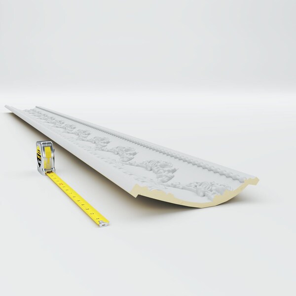 Ekena Millwork 6 3/8"H x 8"P x 10 3/8"F x 94 1/2"L, (9 5/8" Repeat), Floral Swag Crown Moulding - MLD06X08X10FL