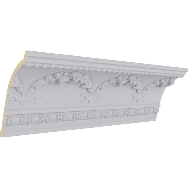 Ekena Millwork 6 3/8"H x 8"P x 10 3/8"F x 94 1/2"L, (9 5/8" Repeat), Floral Swag Crown Moulding - MLD06X08X10FL