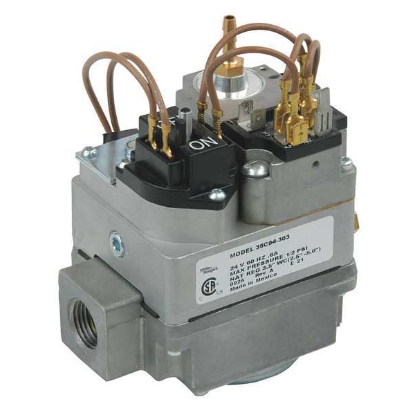 White-Rodgers Gas Valve, NG/LP, Hot Surface Ignition and Direct Spark Ignition, 24 V, Delay Slow, 0.6 A - 36C94-303