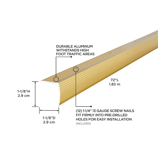 M-D Building Products Aluminum, Satin Brass, 72 in L, 1.12 in W - 79103