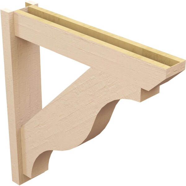 Ekena Millwork 6-in W x 32-in D x 32-in H Funston Slat Rough Cedar Woodgrain TimberThane Outlooker, Primed Tan - OUTUR060X32X32FST24RCPR