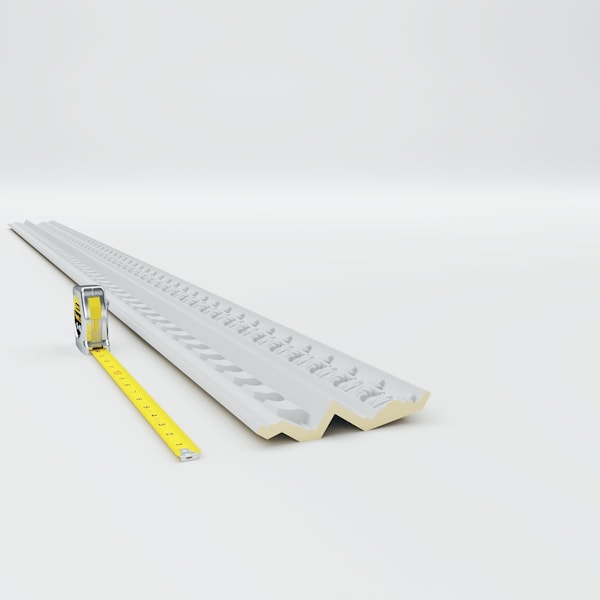 Ekena Millwork 5"H x 3 7/8"P x 6 3/8"F x 94 1/2"L, (2" Repeat), Dentil and Leaf Crown Moulding - MLD05X03X06DE