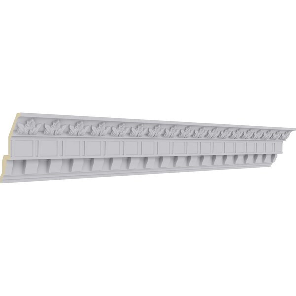 Ekena Millwork 5"H x 3 7/8"P x 6 3/8"F x 94 1/2"L, (2" Repeat), Dentil and Leaf Crown Moulding - MLD05X03X06DE