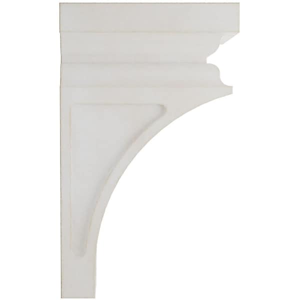 Ekena Millwork 4"W x 4 3/4"D x 8"H Small Nevio Wood Vintage Decor Corbel, Chalk Dust White - CORWD04X04X08NEWH