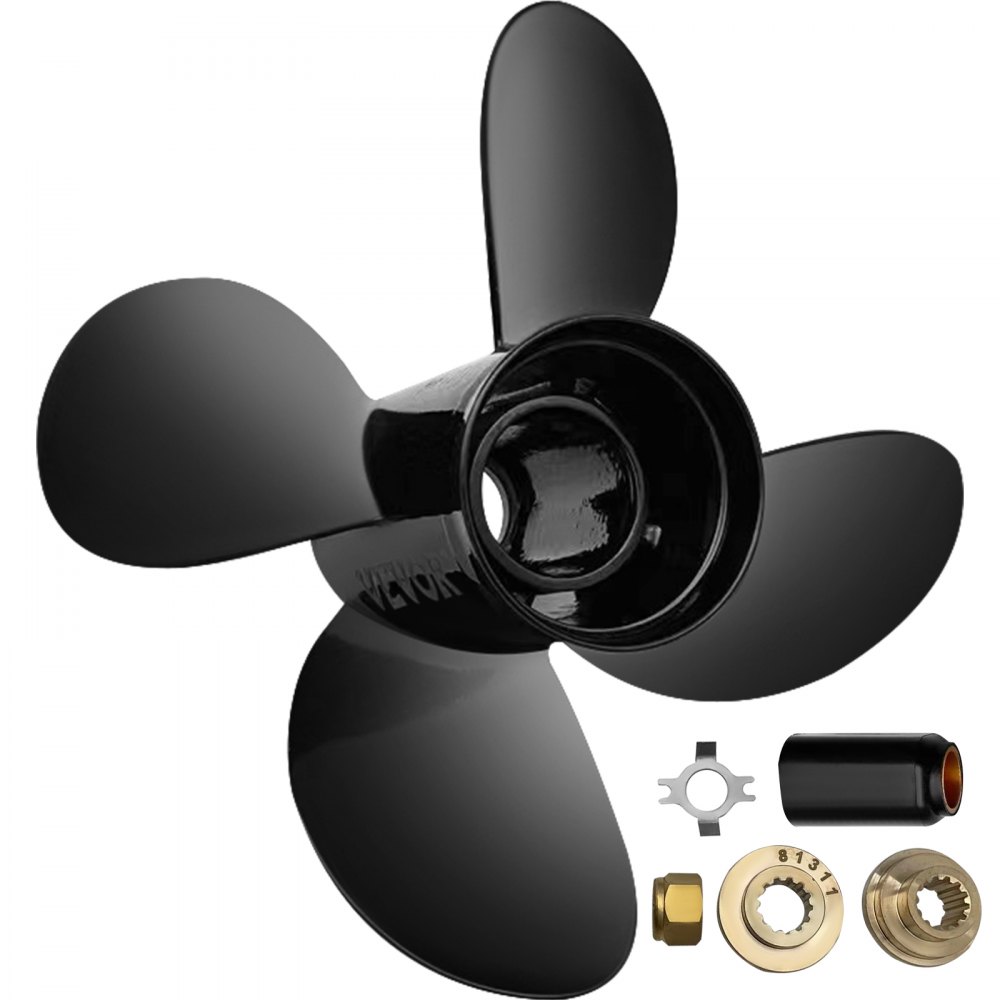 VEVOR Outboard Propeller, Replace for OEM 48-8M8026630, 4-Blade 10.3\" x 13\" Aluminum Boat Propeller, Compatible with Mercury Mariner 25HP Bigfoot/Command Thrust 60Hp Outboard, 13 Tooth Splines, RH - CLXJHS4103X13H6QKV0