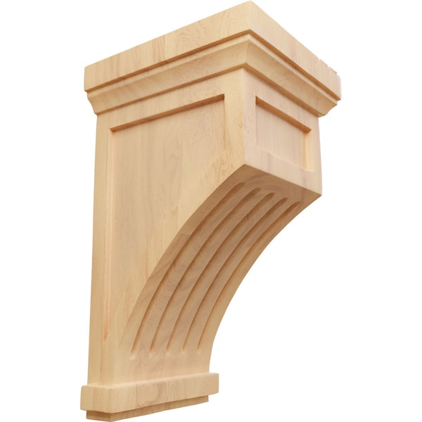 Ekena Millwork 7"W x 7 1/2"D x 13"H Fluted Corbel, Red Oak - COR07X07X13FLRO