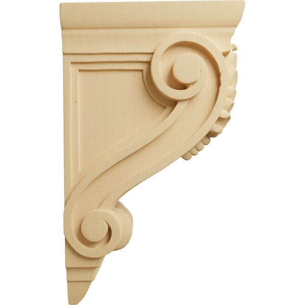 Ekena Millwork 4 3/4"W x 8"D x 13 1/4"H Large Fig Leaf Corbel, Alder - COR04X08X13FIAL