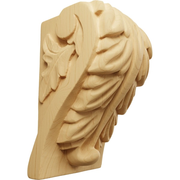 Ekena Millwork 2 1/2"W x 2 1/4"D x 4"H Small Acanthus Leaf Block Corbel, Alder - CORW02X02X04BAAL