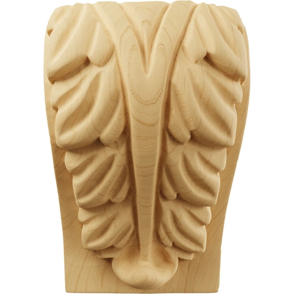Ekena Millwork 2 1/2"W x 2 1/4"D x 4"H Small Acanthus Leaf Block Corbel, Alder - CORW02X02X04BAAL