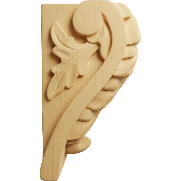 Ekena Millwork 2 1/2"W x 2 1/4"D x 4"H Small Acanthus Leaf Block Corbel, Alder - CORW02X02X04BAAL