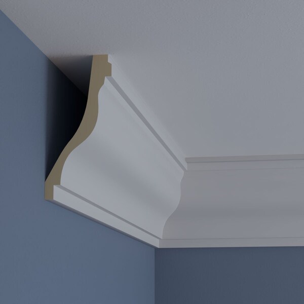 Ekena Millwork 7 1/8"H x 3 1/4"P x 7 3/4"F x 94 1/2"L Milton Smooth Crown Moulding - MLD07X03X08MI