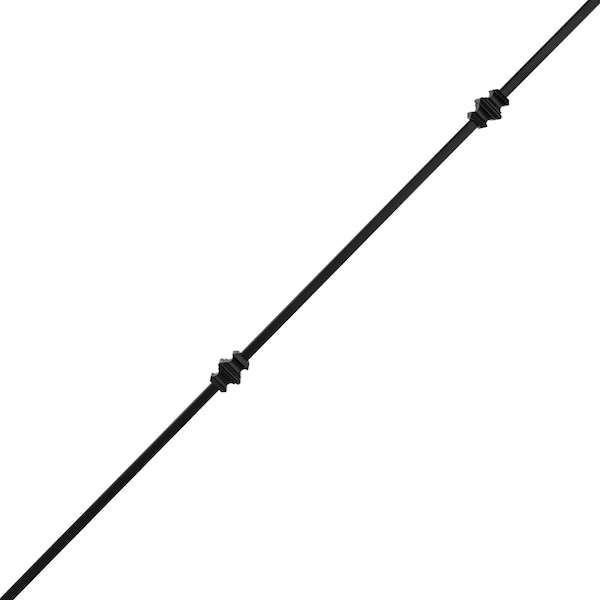 Nuvo Iron in Square x 44in Long Black Steel Interior Balusters - Double Collar, 12PK - SQI2C-12MP