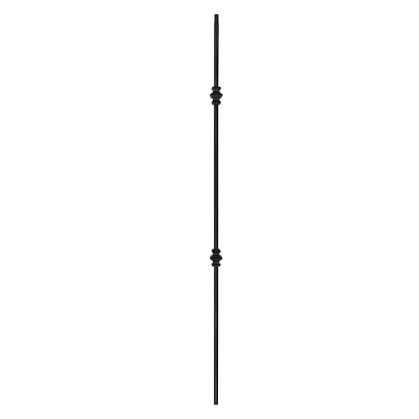 Nuvo Iron in Square x 44in Long Black Steel Interior Balusters - Double Collar, 12PK - SQI2C-12MP