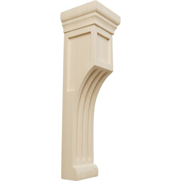 Ekena Millwork 4"W x 4"D x 14"H Recessed Groove Corbel, Rubberwood - COR04X04X14RERW