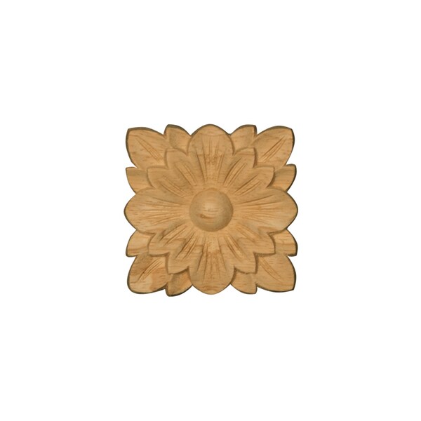 Osborne Wood Products 1 7/8 x 1 7/8 x 1/4 Petite Square Rosettes in Rubberwood (p - 891837RW