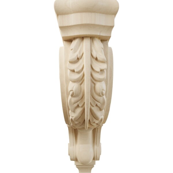 Ekena Millwork 4"W x 10 1/2"D x 14"H Large Hudson Acanthus Wood Corbel, Rubberwood - CORW04X11X14HDRW