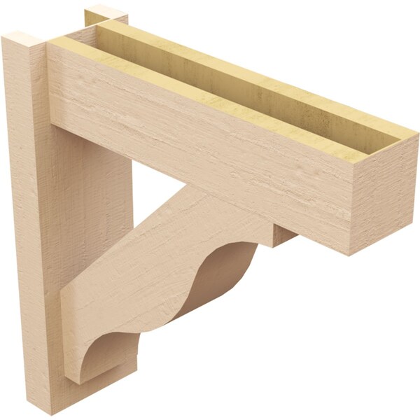 Ekena Millwork 6-in W x 20-in D x 20-in H Funston Block Rough Cedar Woodgrain TimberThane Outlooker, Primed Tan - OUTUR060X20X20FST44RCPR