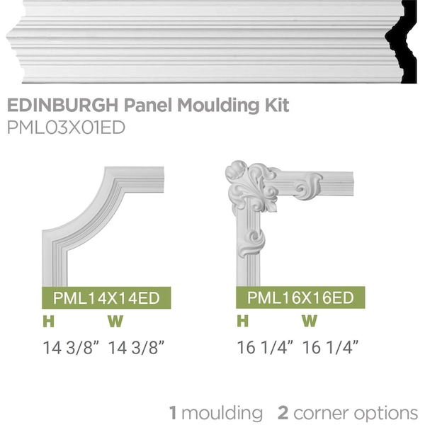 Ekena Millwork 3"H x 1 1/8"P x 94 1/4"L, Edinburgh Panel Moulding - PML03X01ED