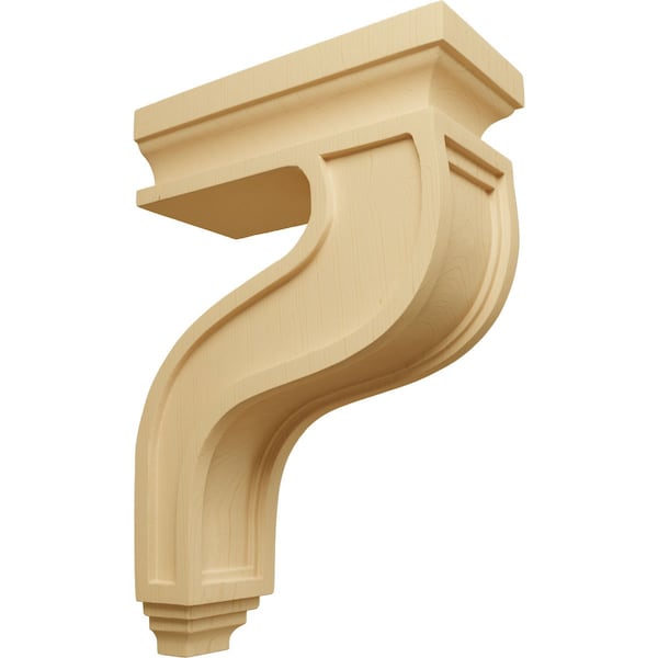 Ekena Millwork 4"W x 8 1/2"D x 13"H Hollow Back Corbel, Alder - COR04X08X13HAAL
