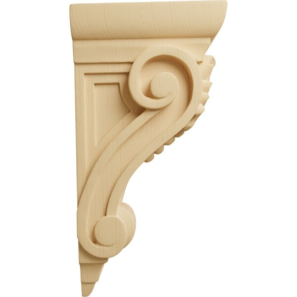 Ekena Millwork 3 3/4"W x 4 3/8"D x 8 1/2"H Medium Fig Leaf Corbel, Alder - COR03X04X08FIAL